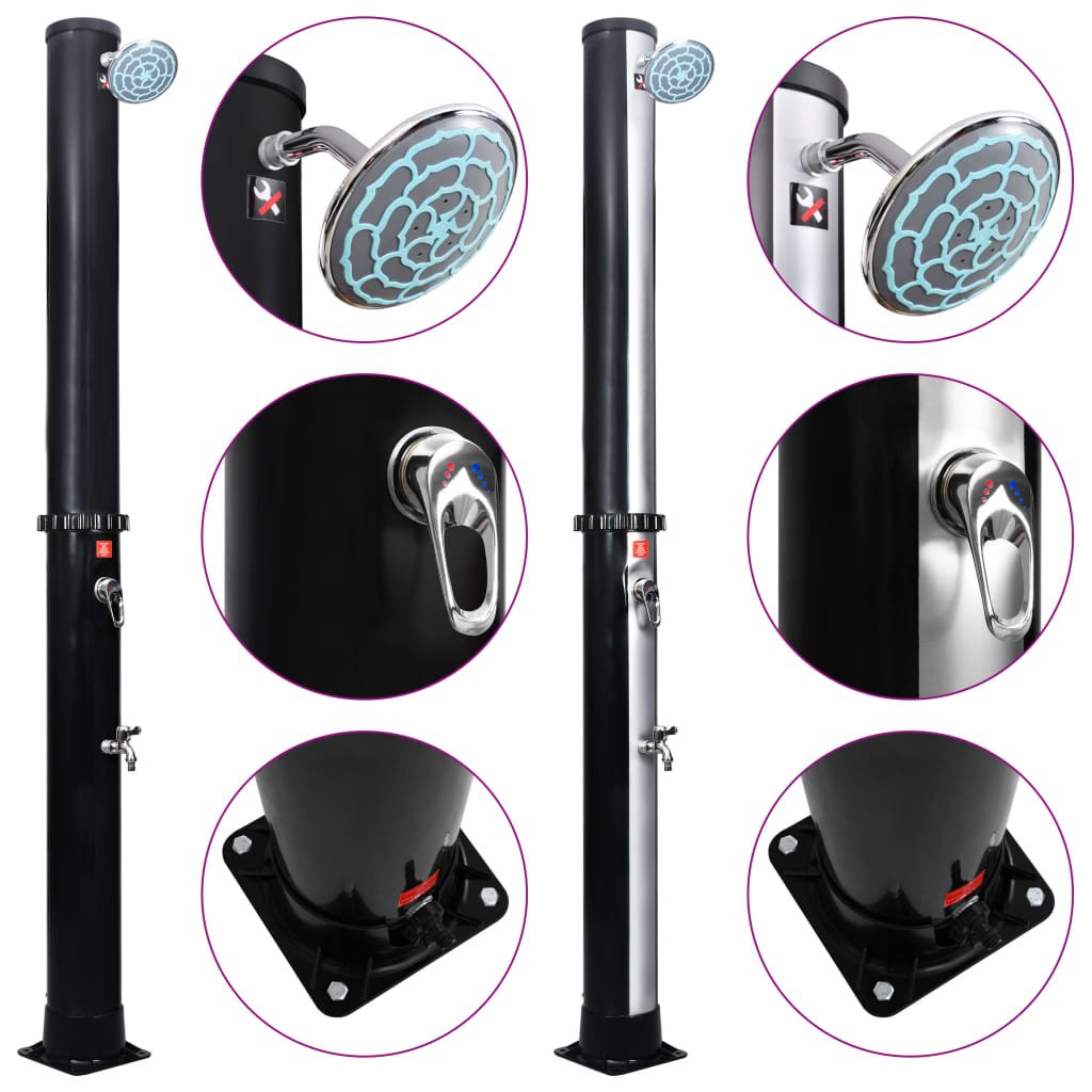vidaXL Outdoor Solar Shower Swimming Pool Shower with Faucet Shower Stand - Image 7
